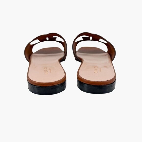 Gucci Cosmos Interlocking G Cutout Slide Sandals Brown Size 38 US 8 Women's - Picture 7 of 15